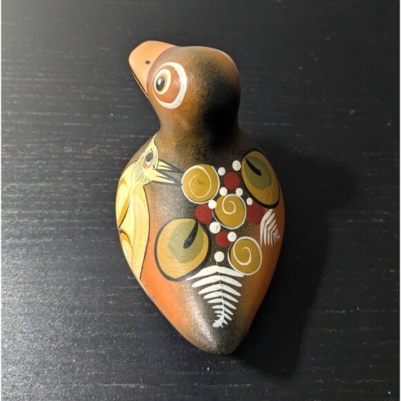 Tonala Mexican Pottery Folk Art Duck Bird Fox Figurine Hand Painted Signed - Picture 5 of 8